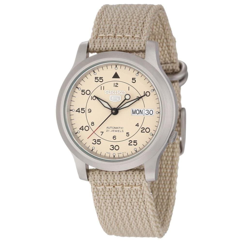 Seiko Automatic Analog Men's Watch (Beige Dial Beige Colored Strap)