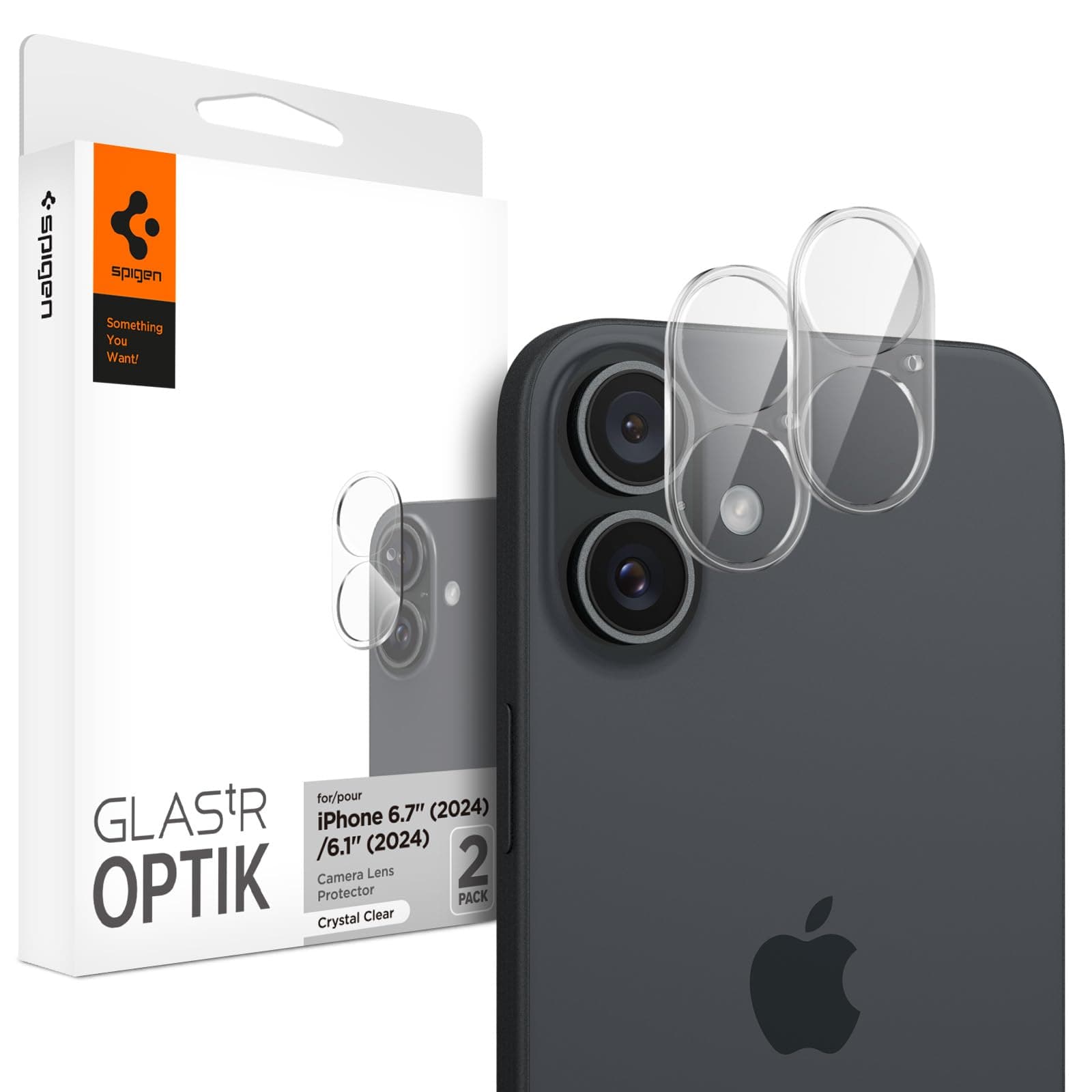 Spigen Glas.tR Optik Tempered Glass Camera Lens Protector Guard for iPhone 16/16 Plus (Clear) - 2 Pack