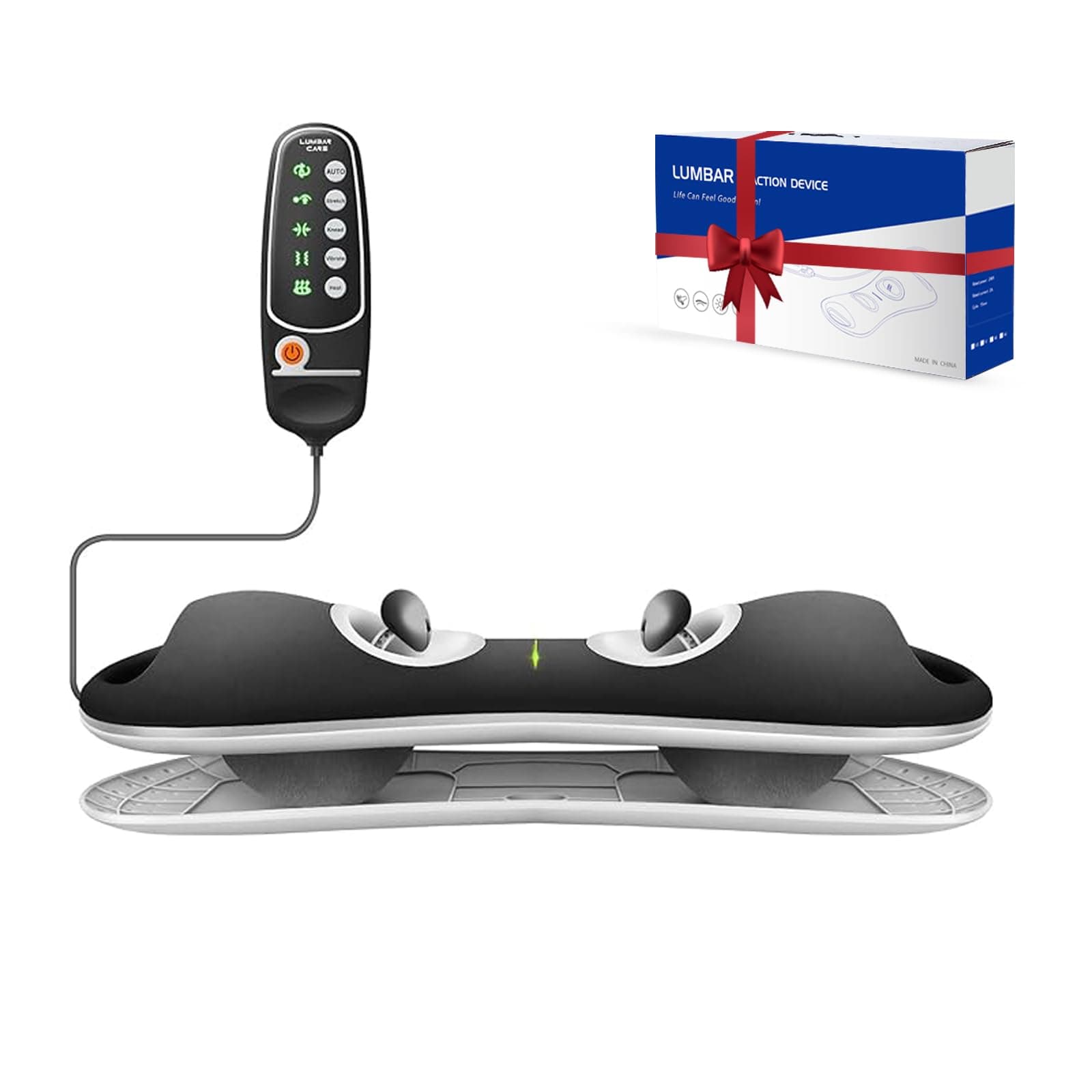 ALPHAY Multifunctional Lumbar Traction Device with Dynamic Lumbar Stretching & Knead Massage, Heat & Vibration Physical Therapy, Lower Back Massager Lumbar Traction at Home, Office, Waist Pain Relief