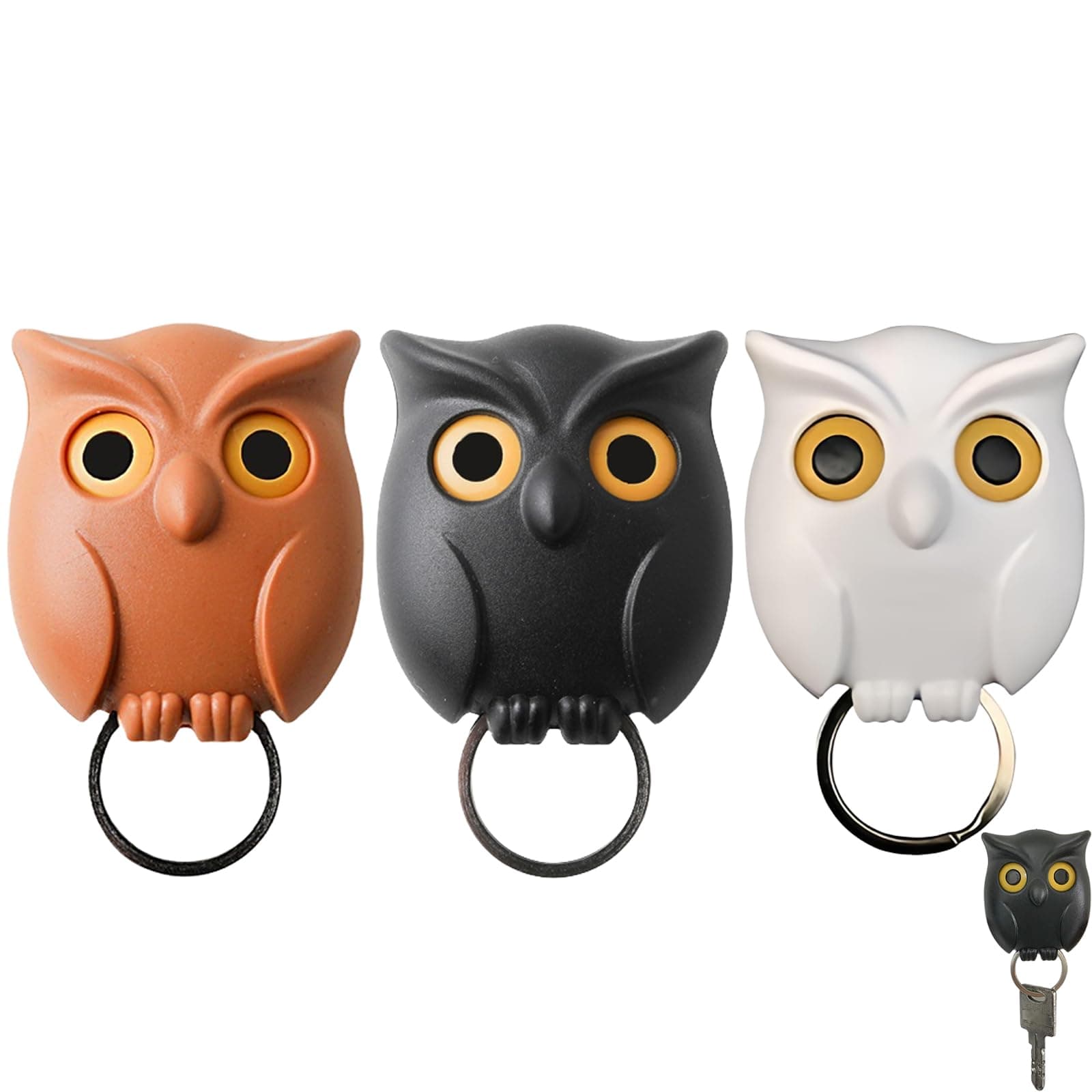 Night Owl Magnetic Key Holder - Automatic Open/Close Eyes, Self-Adhesive Wall-Mounted Key Rack
