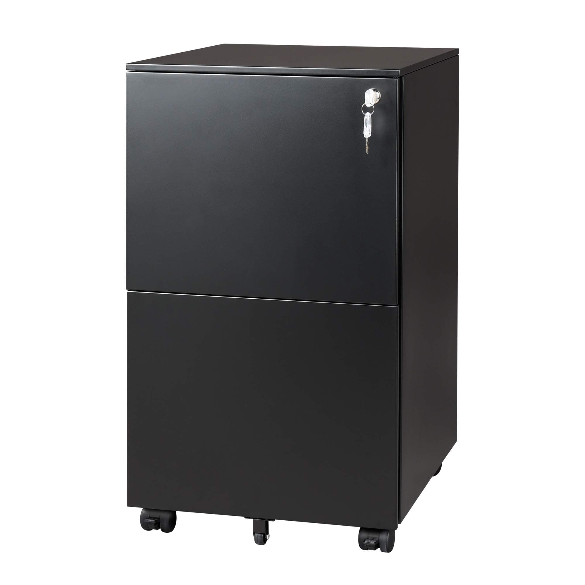 DEVAISE2-Drawer Mobile File Cabinet with Lock, Commercial Vertical Cabinet in Black