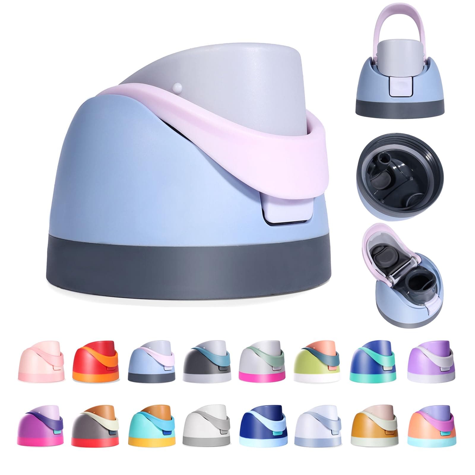 Ruzkq Replacement Lid for Owala Freesip, Compatible with Owala Cup 16oz 24oz 32oz 40oz, One Button Water Bottle Top Lid Replacement Accessory, Leakproof, BPA-Free (Blue-Pink)