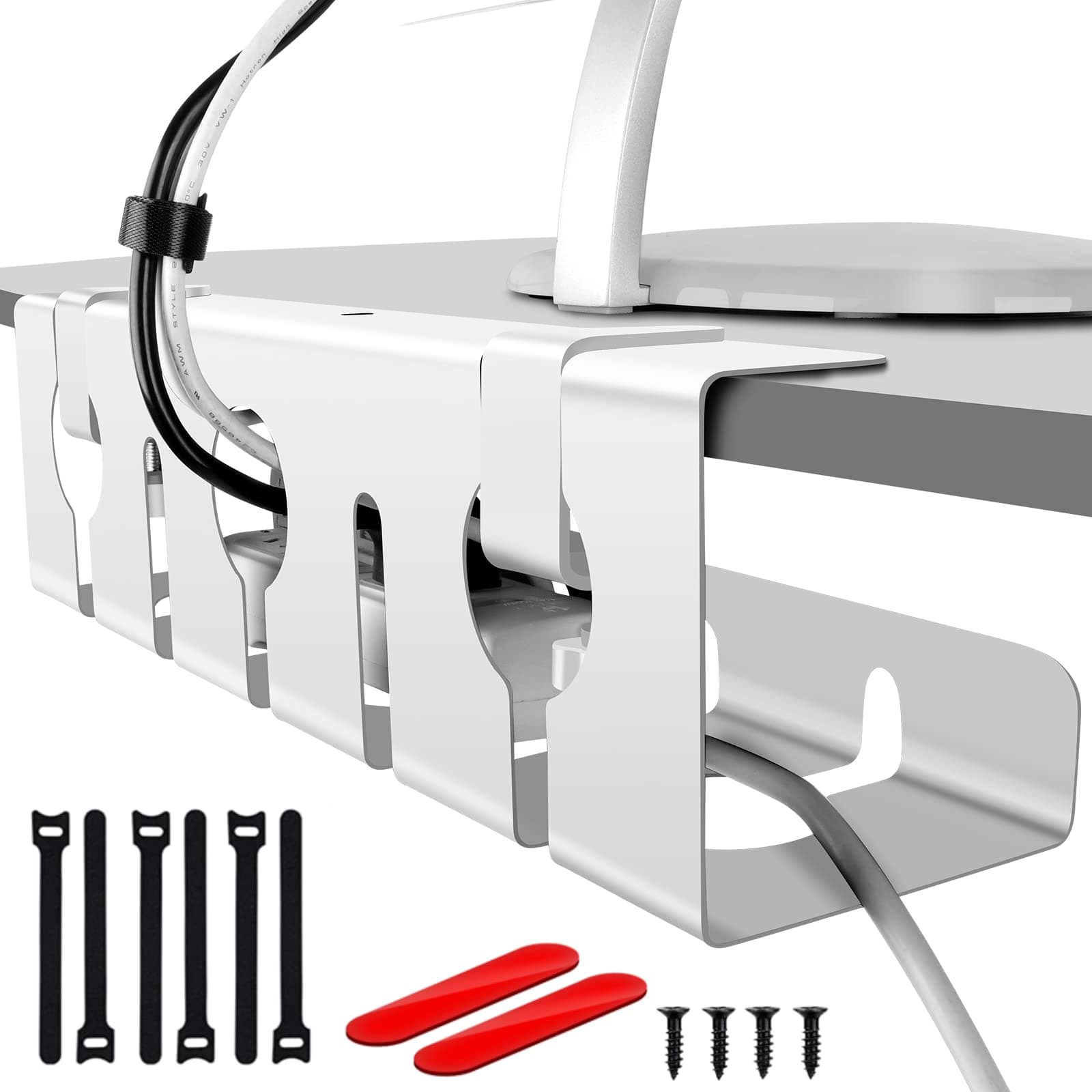 Under Table Cable Management - No Drill, Clamp Install Desk Cord Organizer Rack
