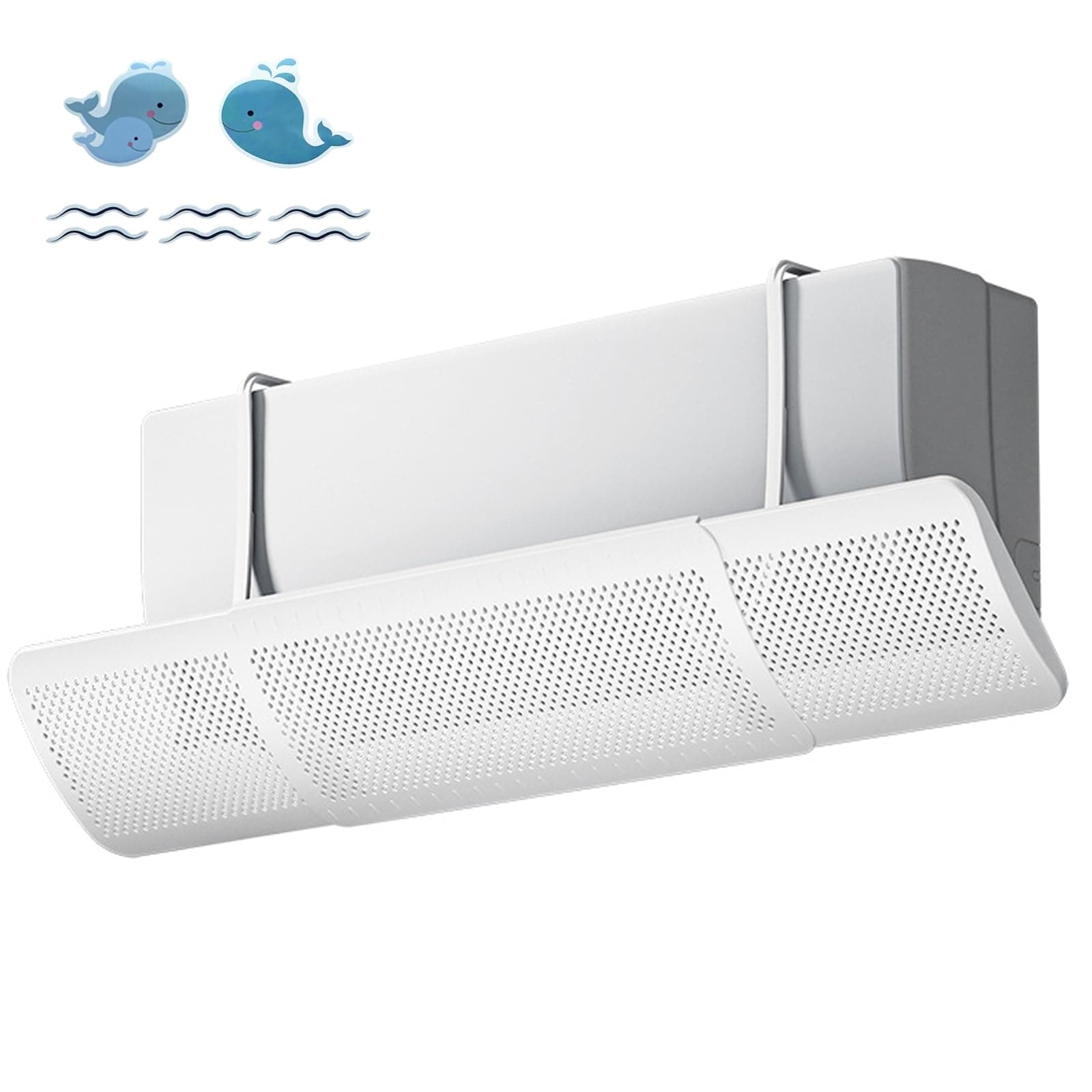 Moninsta Central AC Air Flow Deflector, Wall-Mounted Air Conditioning Adjustable Wind Guide, Preventing Cold Air from Blowing Directly, Easy Installation with Whale Sticker (52-90cm)