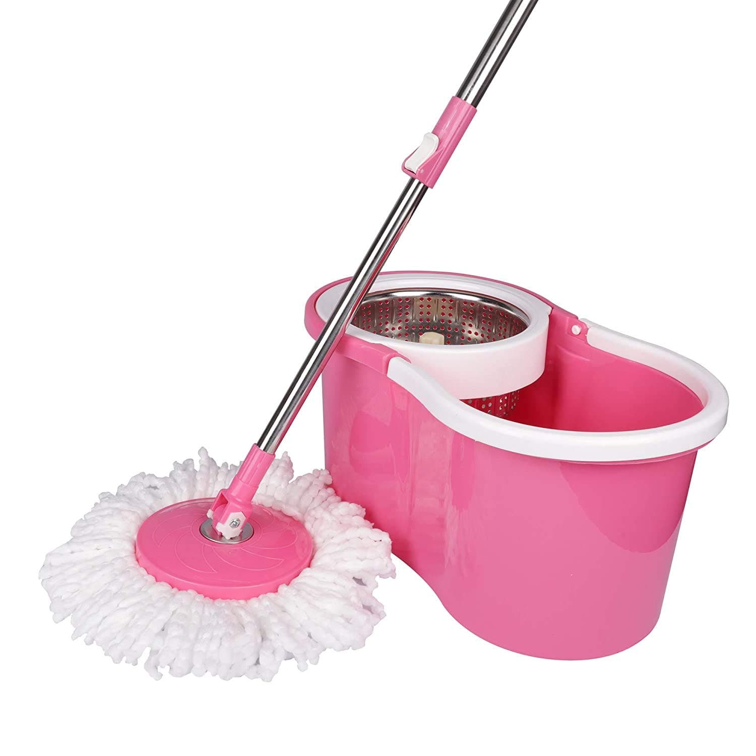 360° Rotating Head Easy Magic Floor Mop Bucket 2 Head Microfiber Spinning
