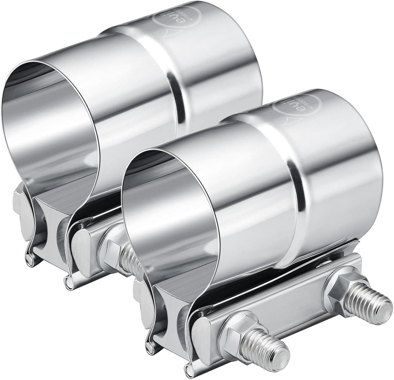 EVIL ENERGY 2.5'' Exhaust Clamp, 2 1/2in Lap Joint Band Clamp Stainless Steel for Pipes, Mufflers, Catalytic Converters (2PCS, 2.5 inch)