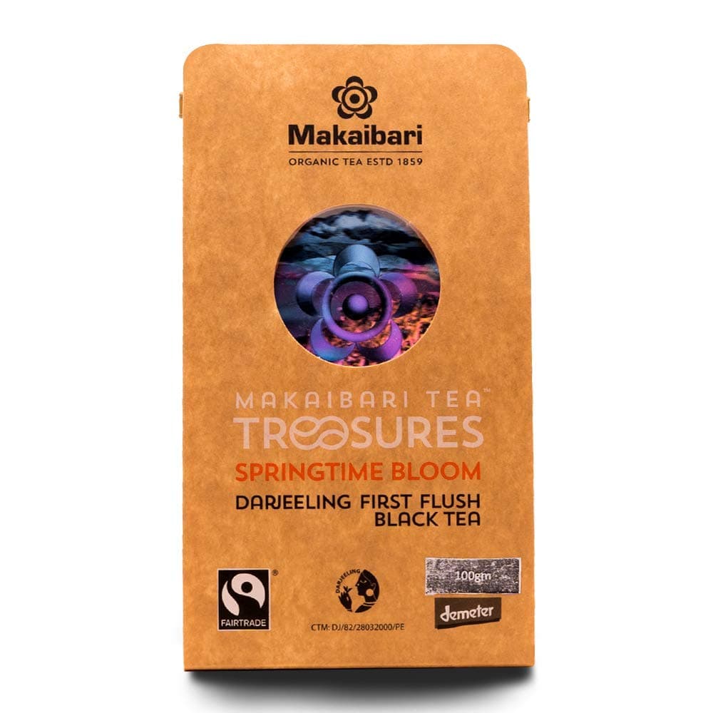 Makaibari Tea Treasures Springtime Bloom 100 gm Loose Leaf First Flush Black Tea | USDA Organic Certified Darjeeling Black Tea | Single Estate Loose Leaf Tea | Since 1859 | 50 Cups