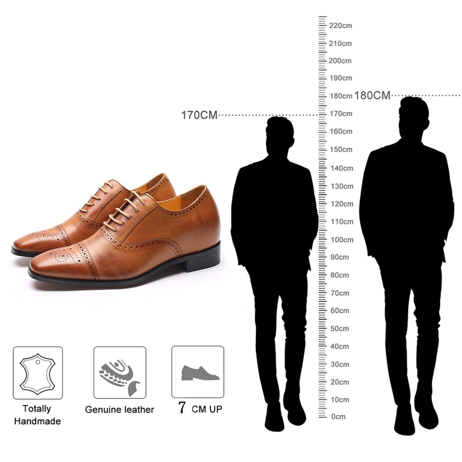 CHAMARIPA Men's Formal Shoes with Invisible Height Increase (5-8cm / 1.97-3.15 Inch) - Genuine Leather Oxford, Derby, Loafers & Chelsea Boots for Business & Smart Occasions (5.5-11.5 UK)