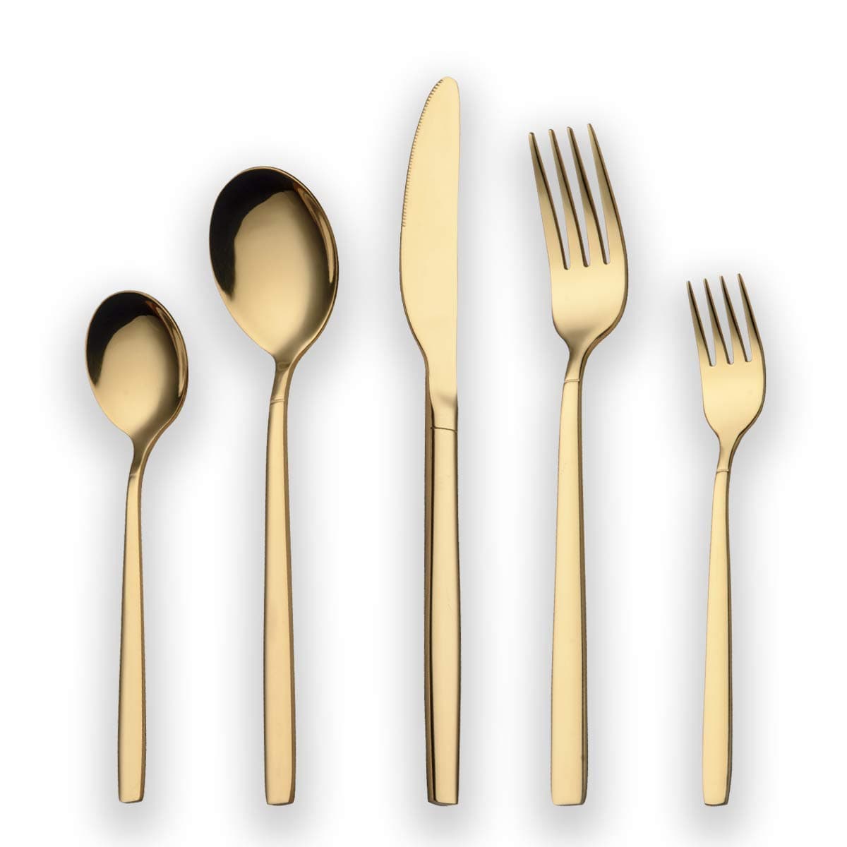 30-Piece Titanium Gold Plated Flatware Set, 30-Piece Flatware Set, Service for 6 (Shiny Gold) VC286G30