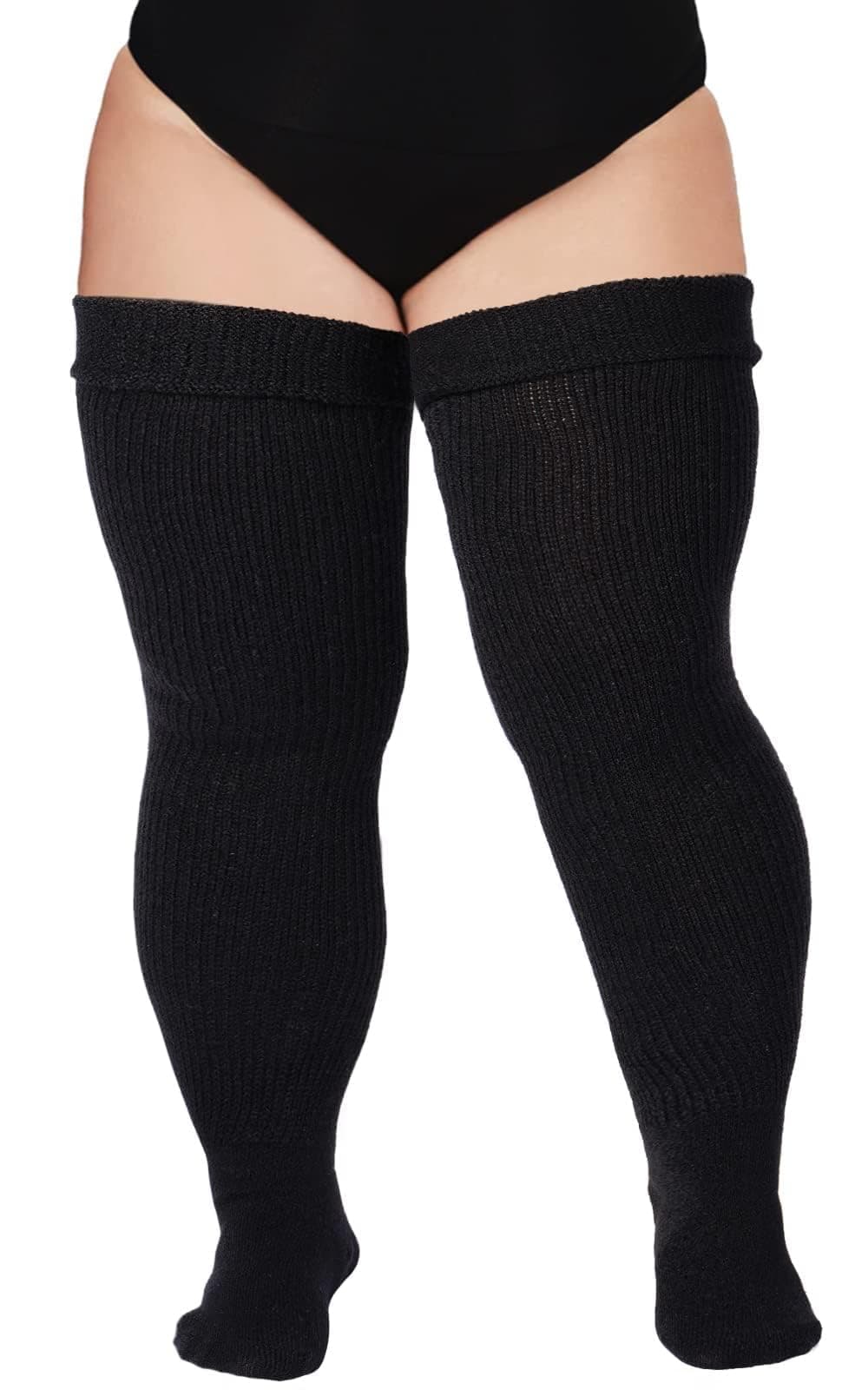 Plus Size Womens Thigh High Socks for Thick Thighs- Extra Long Thick Over the Knee Stockings- Leg Warmers Socks