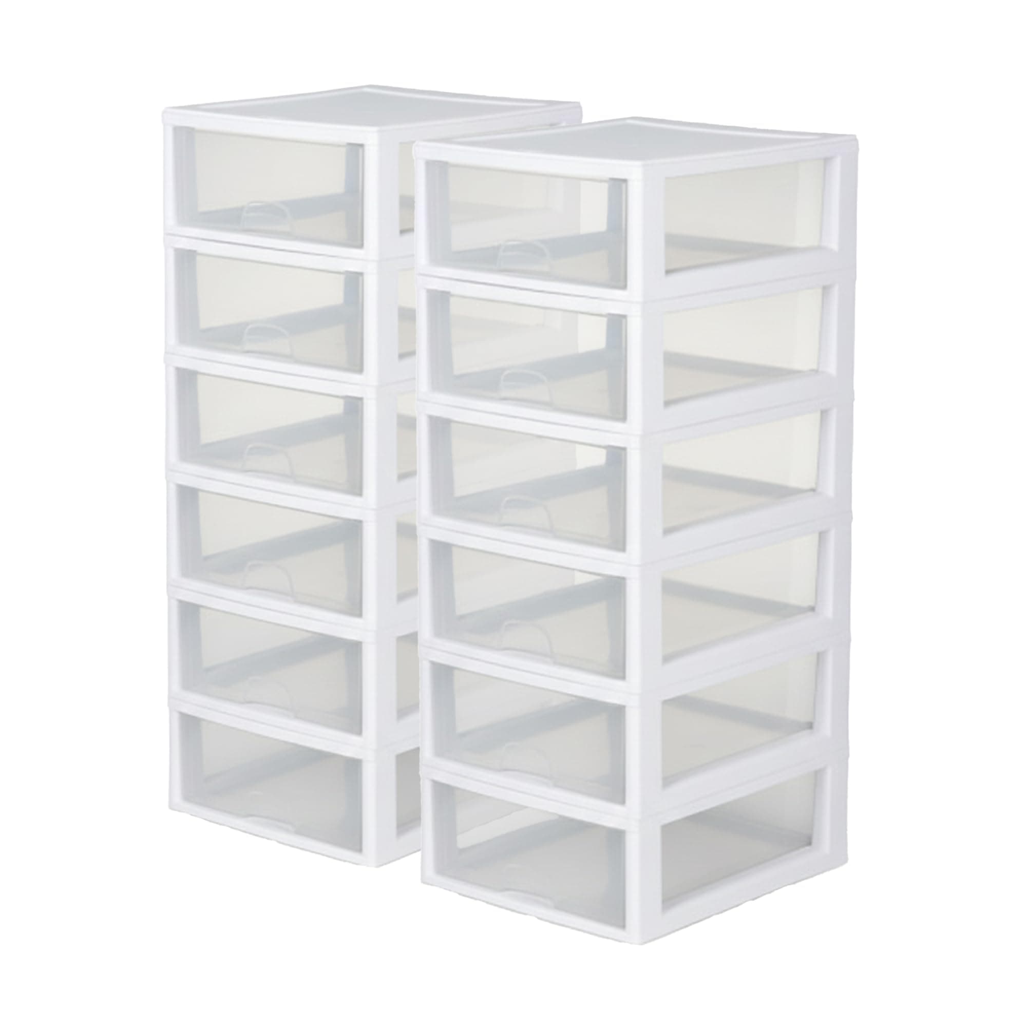 Sterilite 12-Pack 16 Quart Stacking Drawer, Clear Storage Closet Organizer, White Frame - Stackable Modular Plastic Drawers for Clothes, Accessories, Craft Supplies, Shoes or Linens