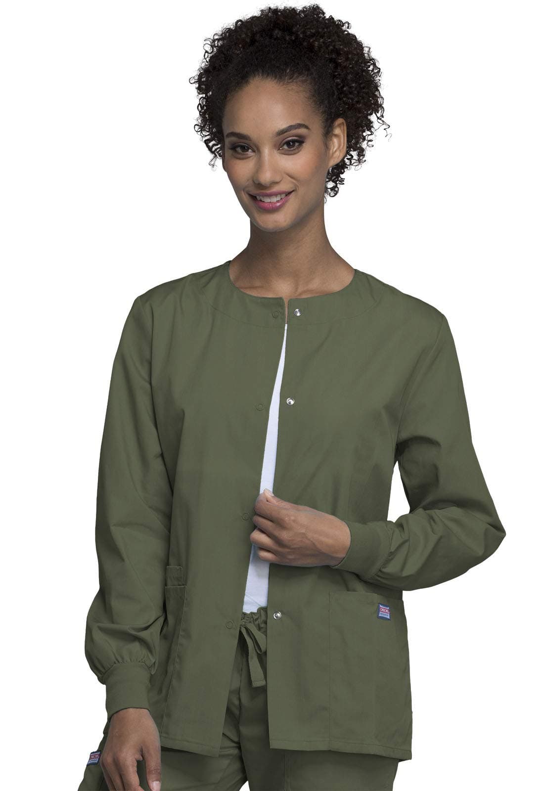 scrubs jacket for women, Snap Front Warm-Up Jacket with 3 Pockets and Easy Care - 4350