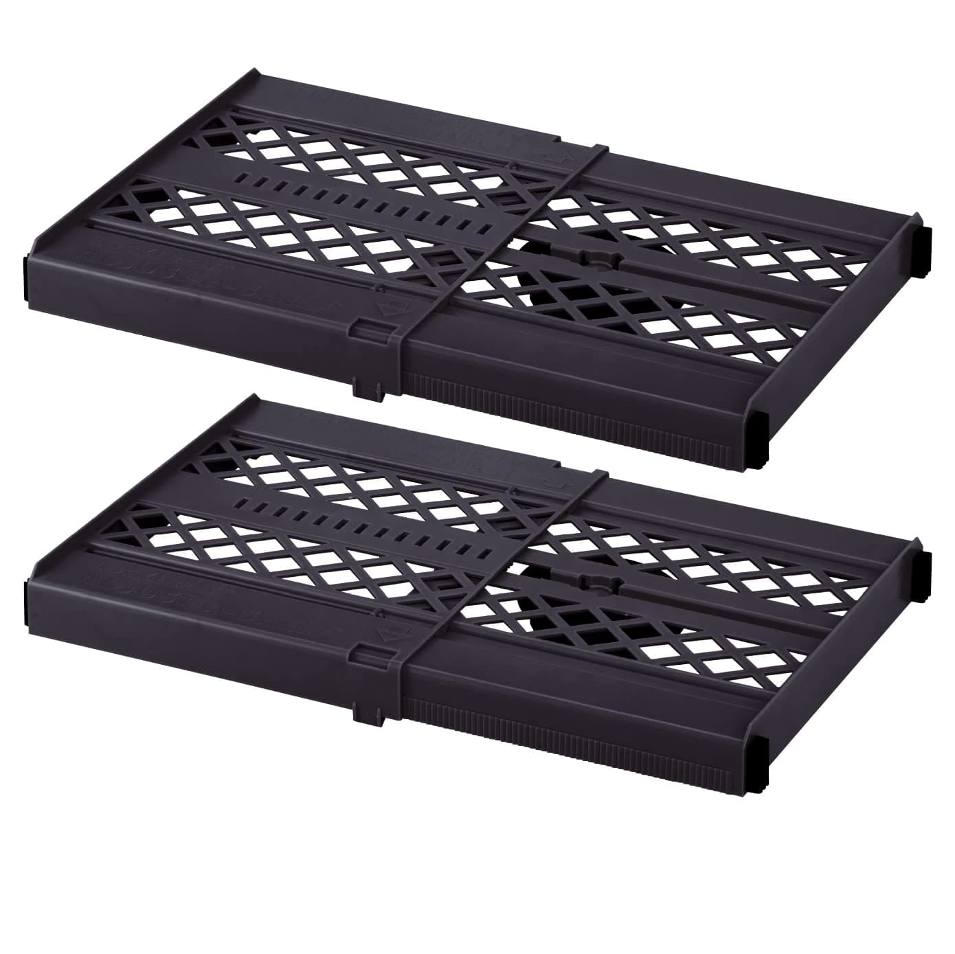 LockerMate Adjust-A-Shelf 2 Pack Locker Shelves, Expand to Fit Your Locker, Easy to Use, Perfect for School, Office, Gym, Black