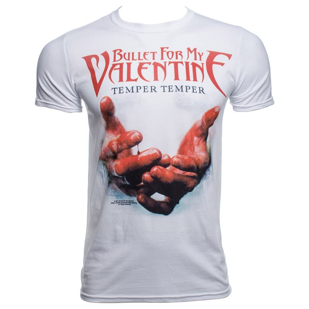 Men's Temper Temper Blood Hands T Shirt - Medium, White