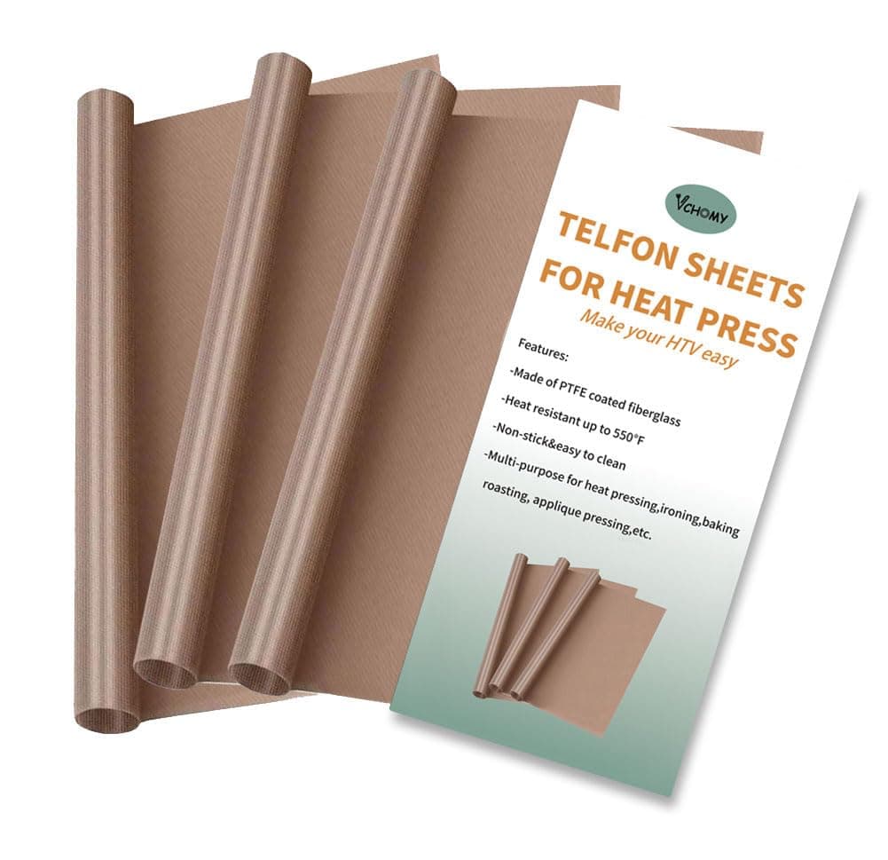 Teflon Sheets for Heat Press,Non-stick Reusable PTFE Teflon Paper Sheet Roll for Cricut Sublimation Heat Transfer,HTV Iron On,Baking (3 Pack 12x16in)