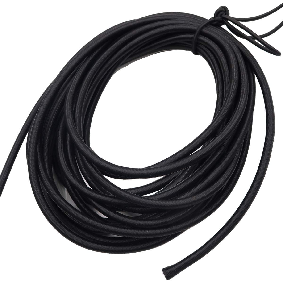 EKEV 1/4" × 25 ft Elastic Shock Cord Bungee Ropes - Black Heavy Crafting Stretch String from 10 25 50 & 100 Foot Lengths