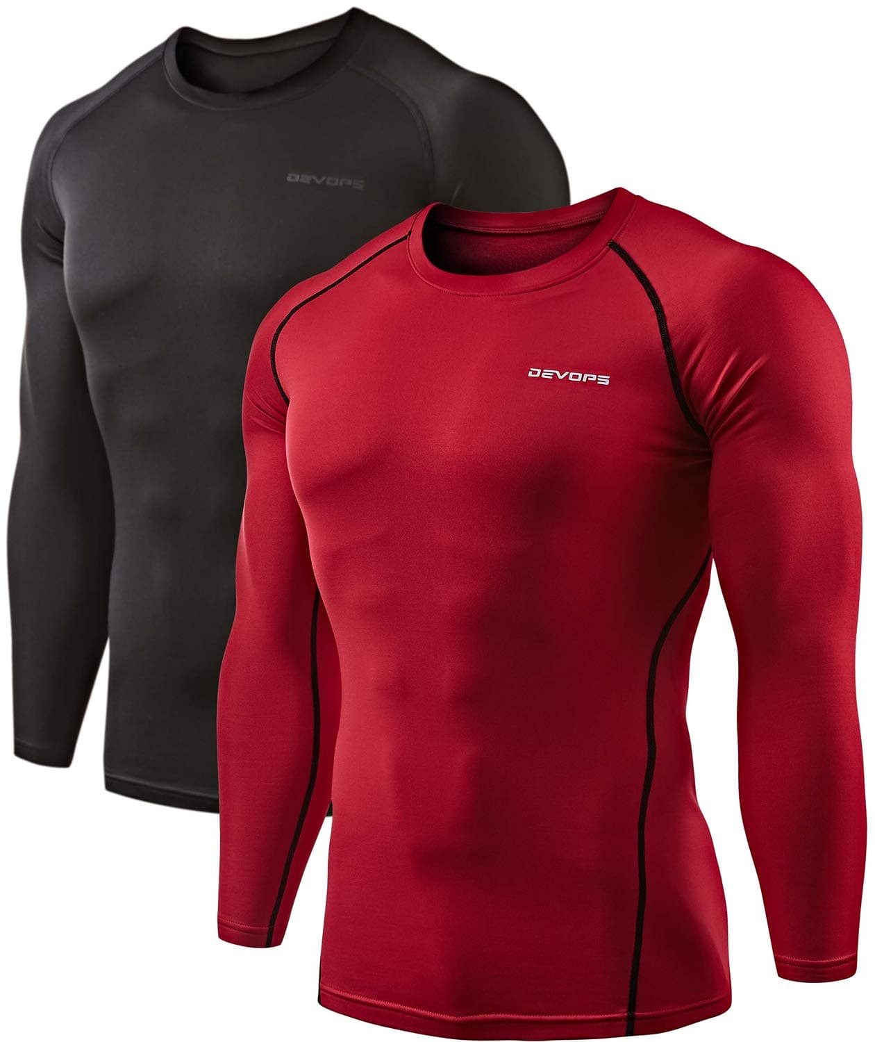 DEVOPS 2 Pack Men's Thermal Long Sleeve Compression Shirts