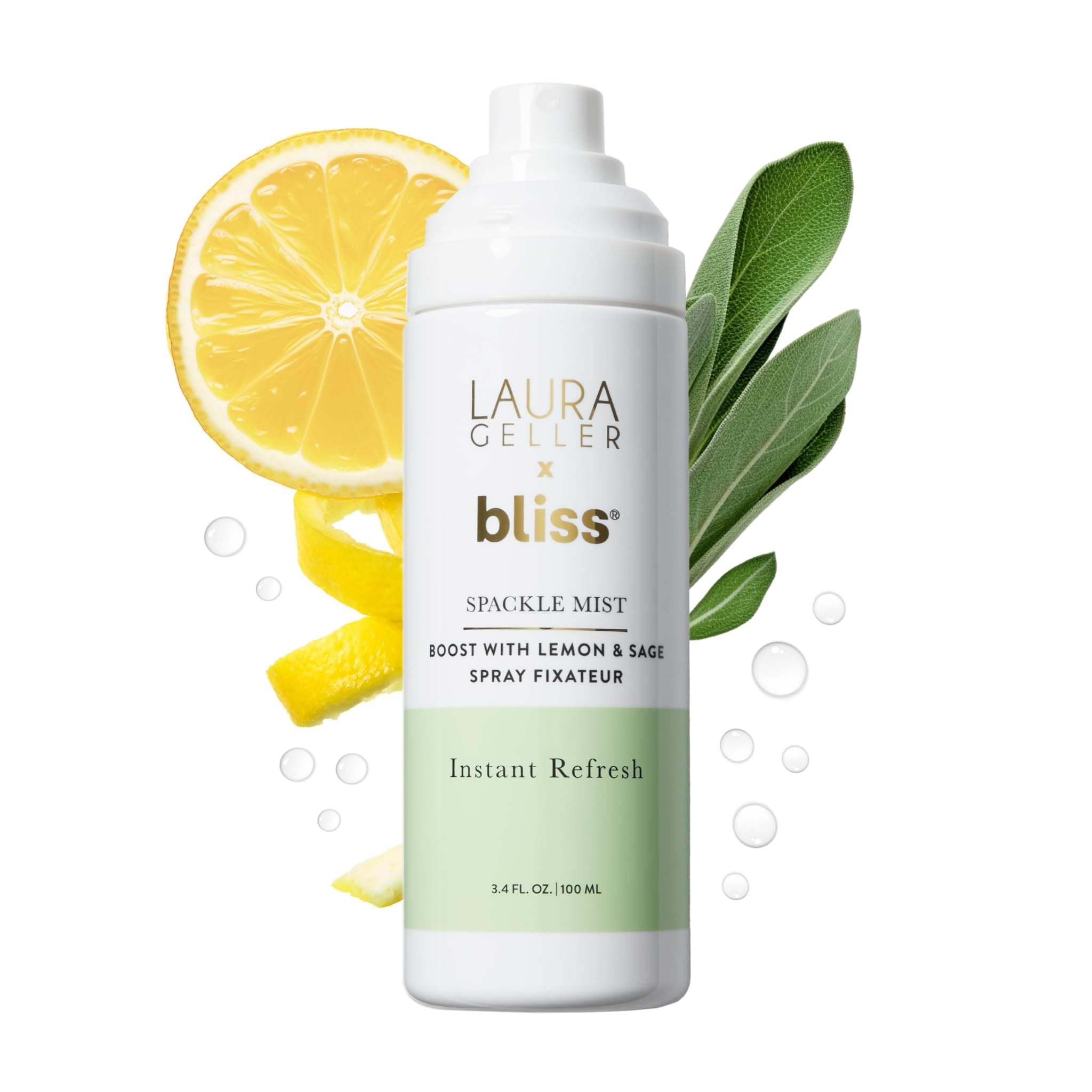 x Bliss Spackle Mist Boost with Lemon & Sage - Long-Lasting Dewy Skin Makeup Setting Spray - Brighten and Soothe Dull Skin