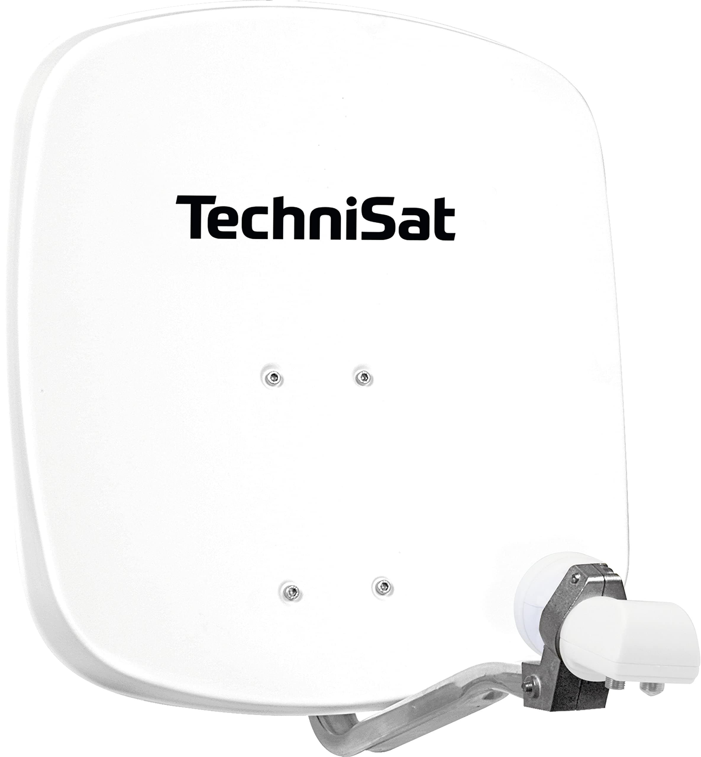 TechniSat DIGIDISH 45 - Satellite Dish for 2 Participants (45 cm Compact Satellite System - including Wall Mount, An-Roof Fitting for Mast Mounting (30-63 mm), and Universal Twin LNB) White Polar
