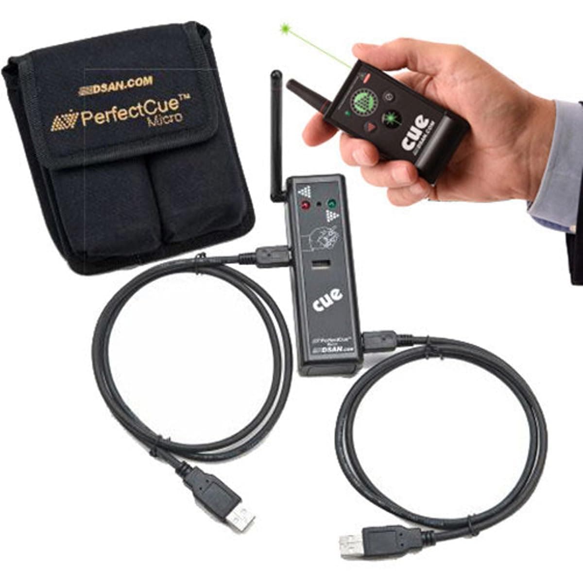 PerfectCue Micro Ultra Compact Cue Light Remote Presentation Controller with PC-AS4 3-Button & Green Laser Wireless Transmitter