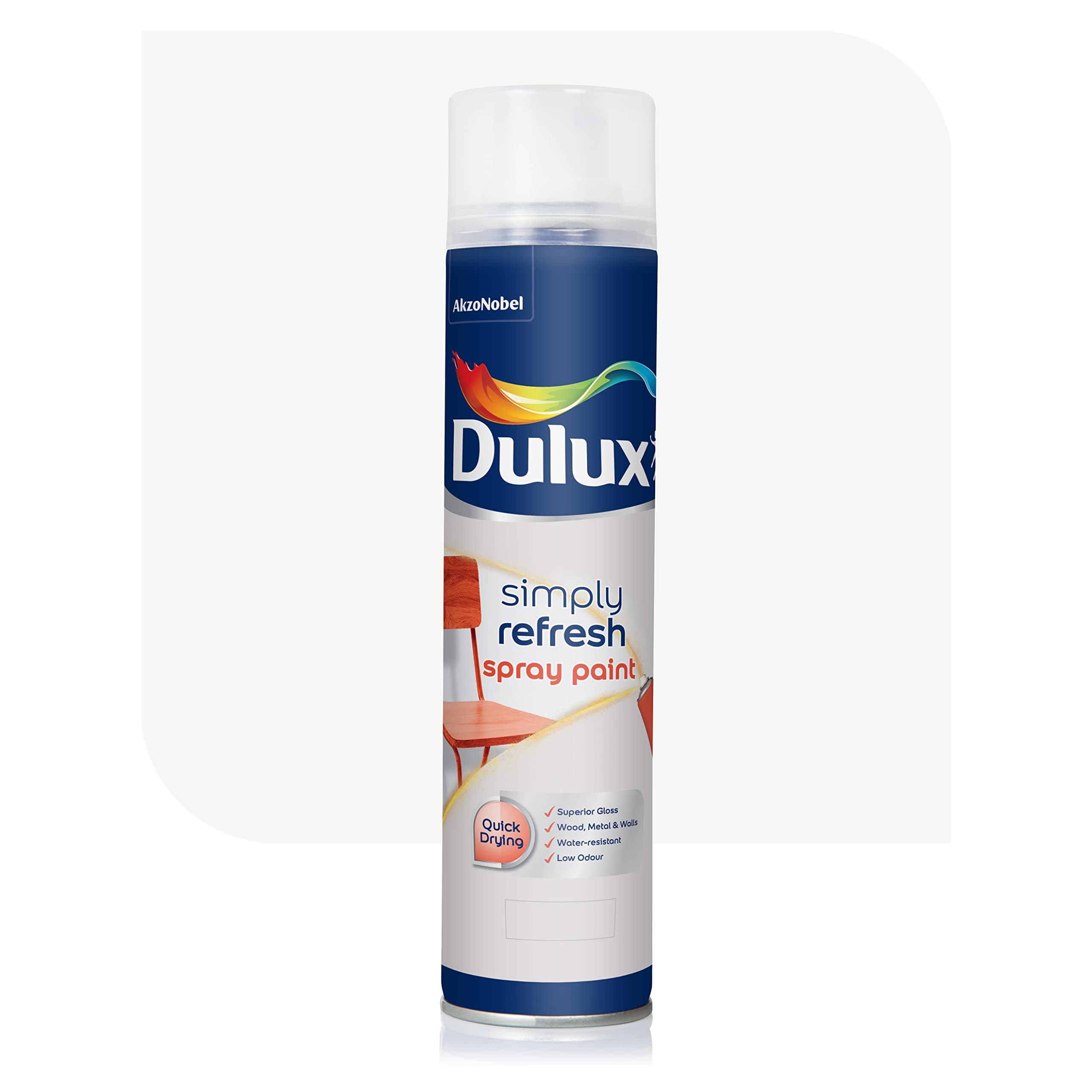 Dulux Simply Refresh Spray Paint | DIY, Quick Drying Gloss Finish for Metal, Wooden Furniture, Plastic, Walls, Cars & Bikes – 400ML (White)