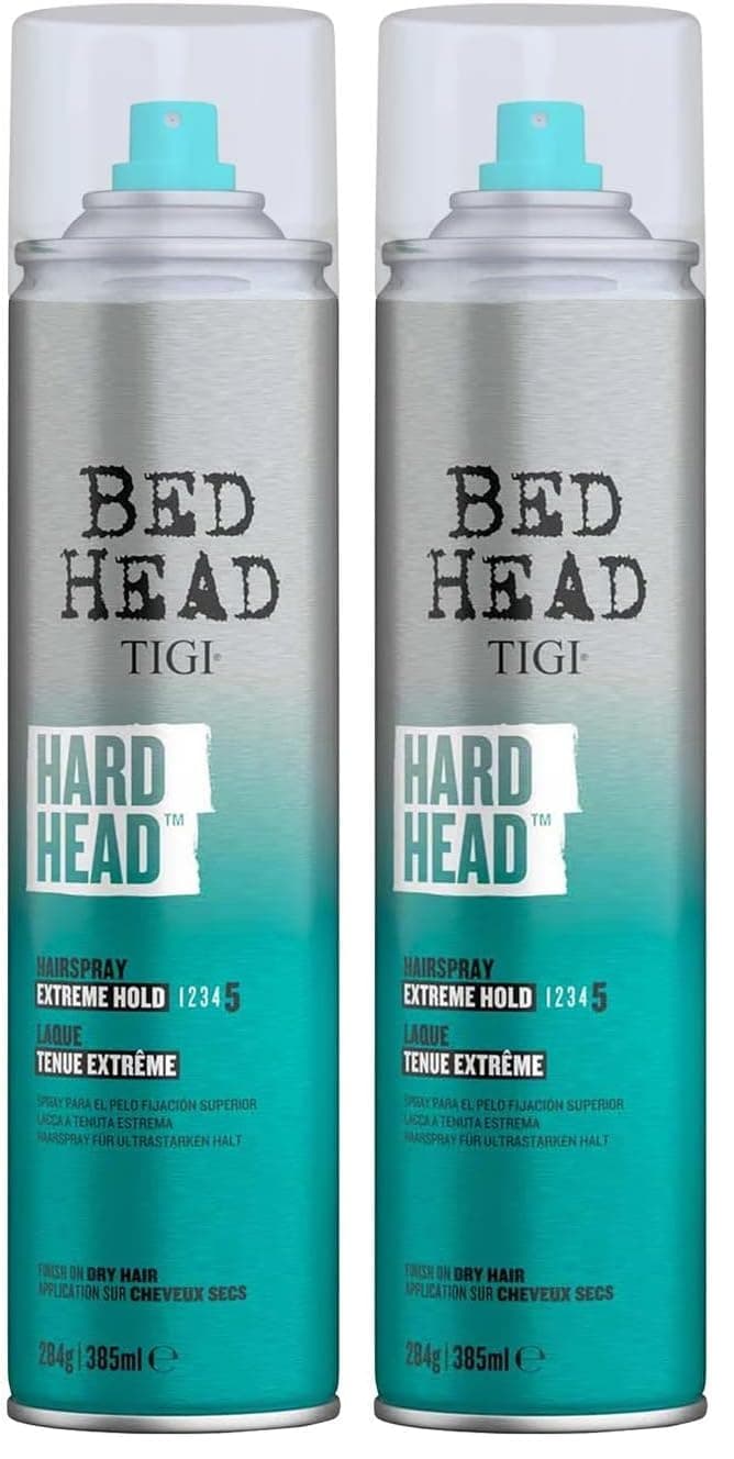 Bed Head by TIGI Hard Head Hairspray Multipack – 2-Pack Extra Strong Hold Hair Spray for Women and Men, Professional Salon Styling, Long-Lasting Control with Natural Shine Finish, Frizz Control