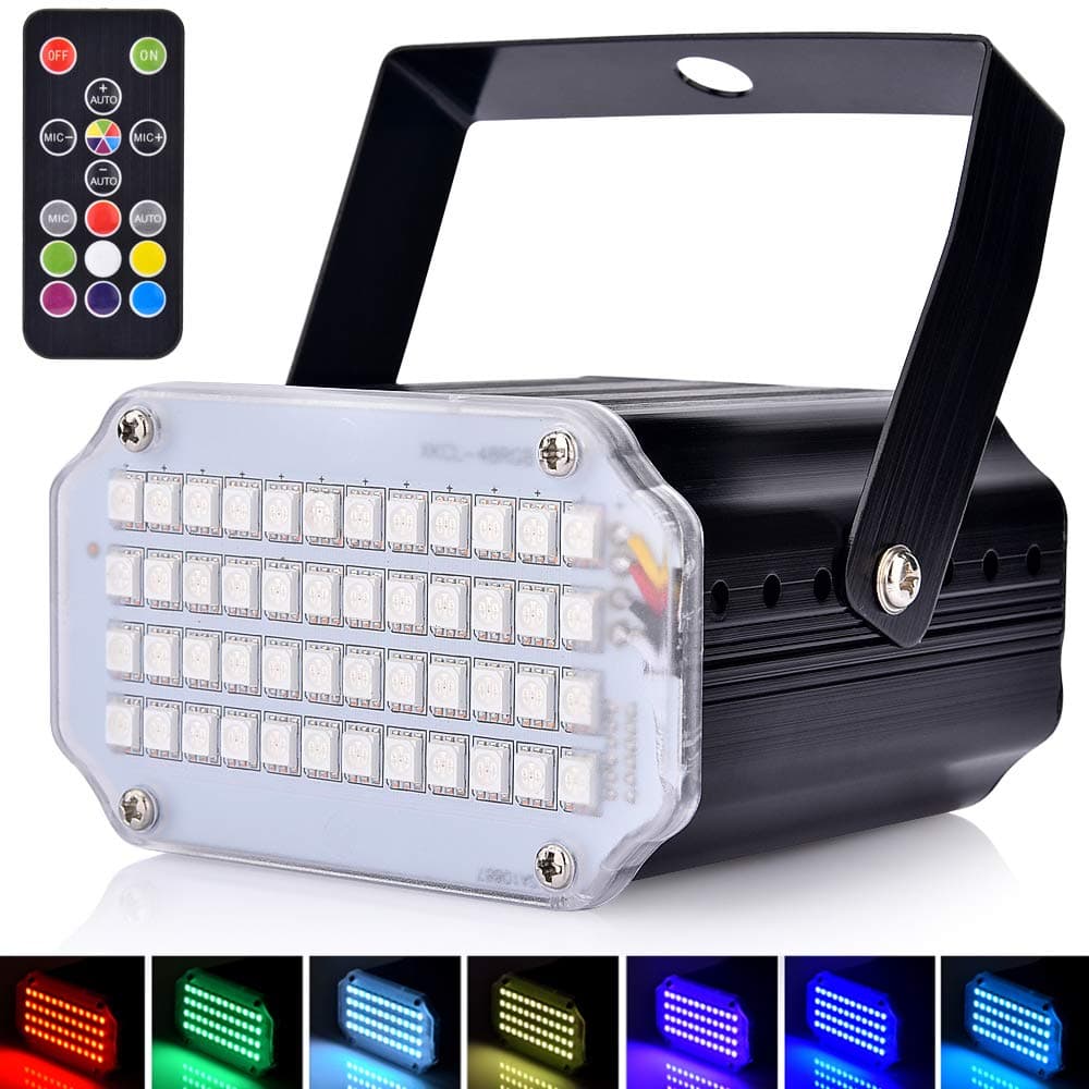 Mini Strobe Lights for Parties, Sound Activated and Speed Control LED Disco Lights, Super Bright 48 LEDs,Remote Control Flash Stage Lighting for Show, Party, Disco, Wedding, Christmas, Halloween