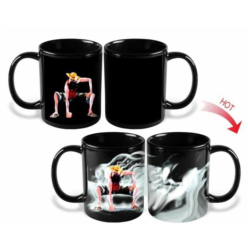 Anime One Piece Luffy Changing Coffee Mug Heat-sensitive Reactive Ceramic Cup Mug Christmas Gift