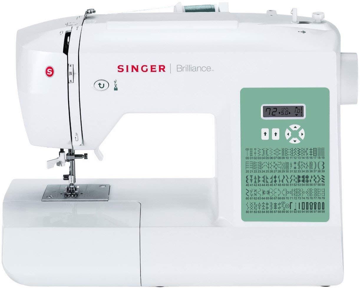 Singer 6199 Brilliance Computerized Sewing Machine, 100 Built-In Stitches, LCD Screen, Needle Threader, 203 Stitch Application, Adjustable Stitch Length and Width, and One-Step Buttonhole