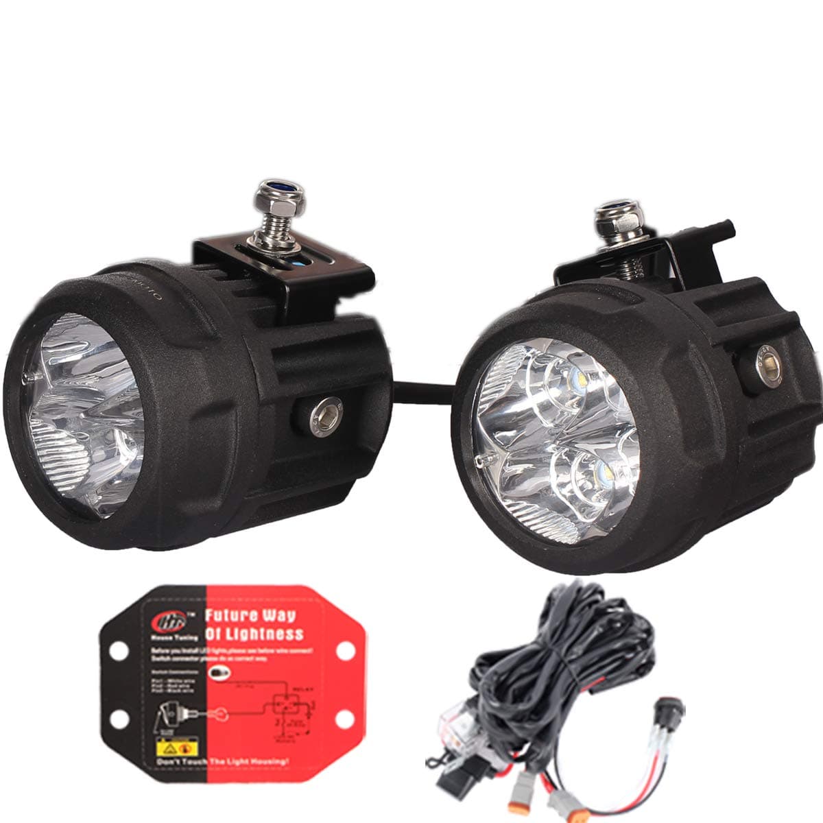 LED Spot Light Kit - 2 Pack, 3 inch Round LED Accessory Lights with Wiring Harness,LED Fog Light for Utv ATV Motorcycle Trucks Off Road (White Beam)