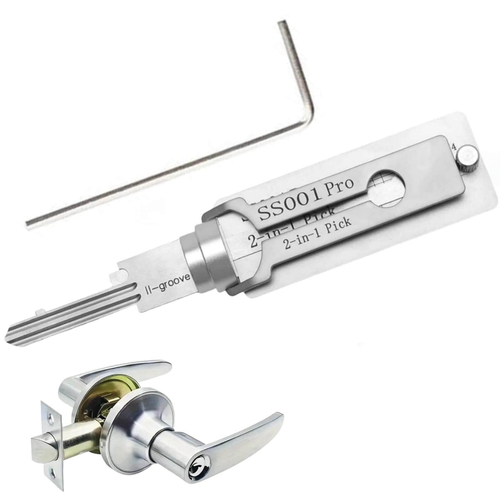 2 in1 Lock Pick and Decoder, Ma/Ster Key Decoder Lock Picking Tool, Stainless Steel, 2 Pack