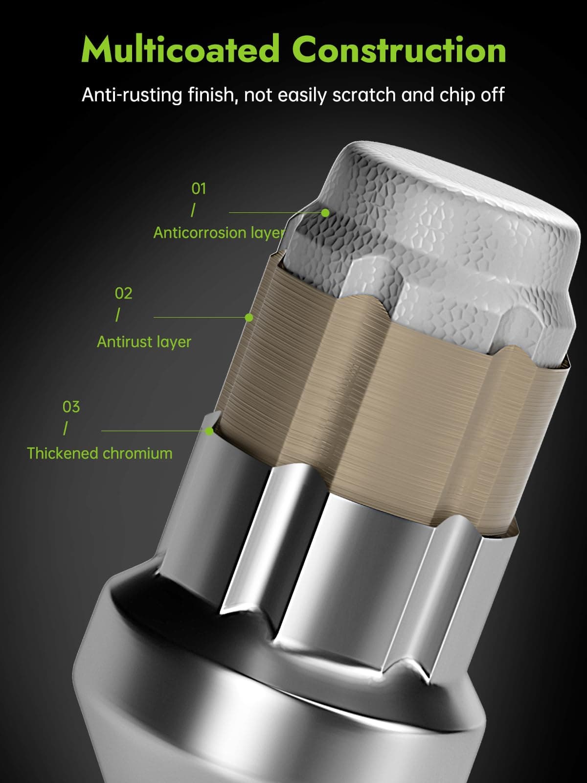 24pcs M12x1.25 Spline Lug Nuts - Replacement for 2005-2015 Nissan Armada, 2004-2019 Nissan Titan, 2000-2015 Nissan Xterra Aftermarket Wheel Chrome Closed End 6 Point Nuts with 1 Socket Key