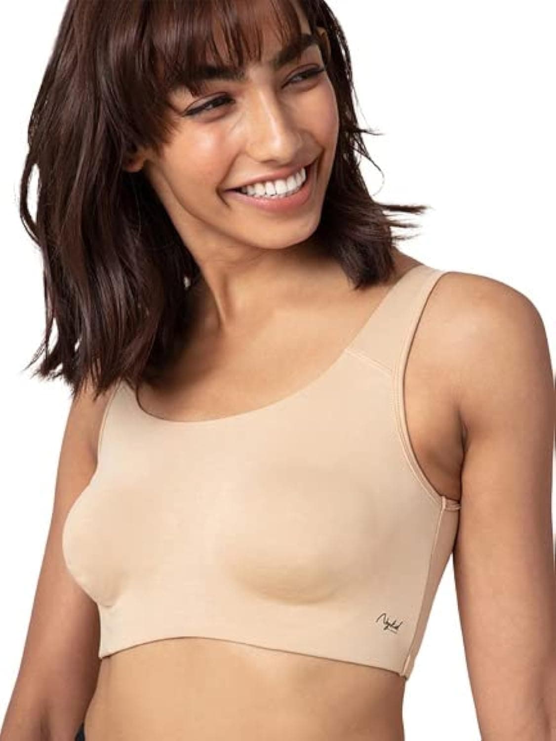 NYKD (NYB113 Non Padded & Non Wired Full Coverage Slip On Everyday Bra for Women & Girls | Wide Shoulder Straps for Support with Side Shaper Panel for Lift & Shape - Beige