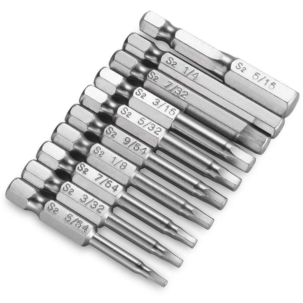 10-Piece Hex Wrench Set, 1/4 Inch Quick Release, Made from Solid S2 Steel with Rust-Resistant Finish, Fits Electric Screwdrivers and Drills