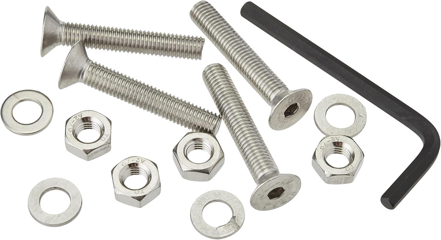 AHC 8mm Countersunk Bolts M8 x 80mm (Including Head) A2 Stainless Steel Socket/Allen Head Csk Bolt/Screws (4 Pack) Free Washers Nuts and Hex Key