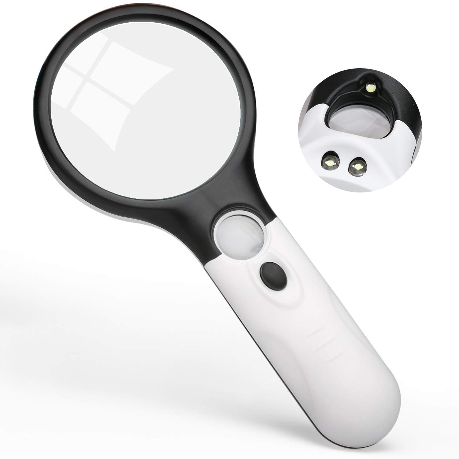 LED Magnifying Glass, Aival LED Light Reading Magnifier with 3 LED Lights and 3X – 10x Magnification Lens, Handheld Operation, Suitable for Seniors, Close-up Work, Reading Small Print, etc.
