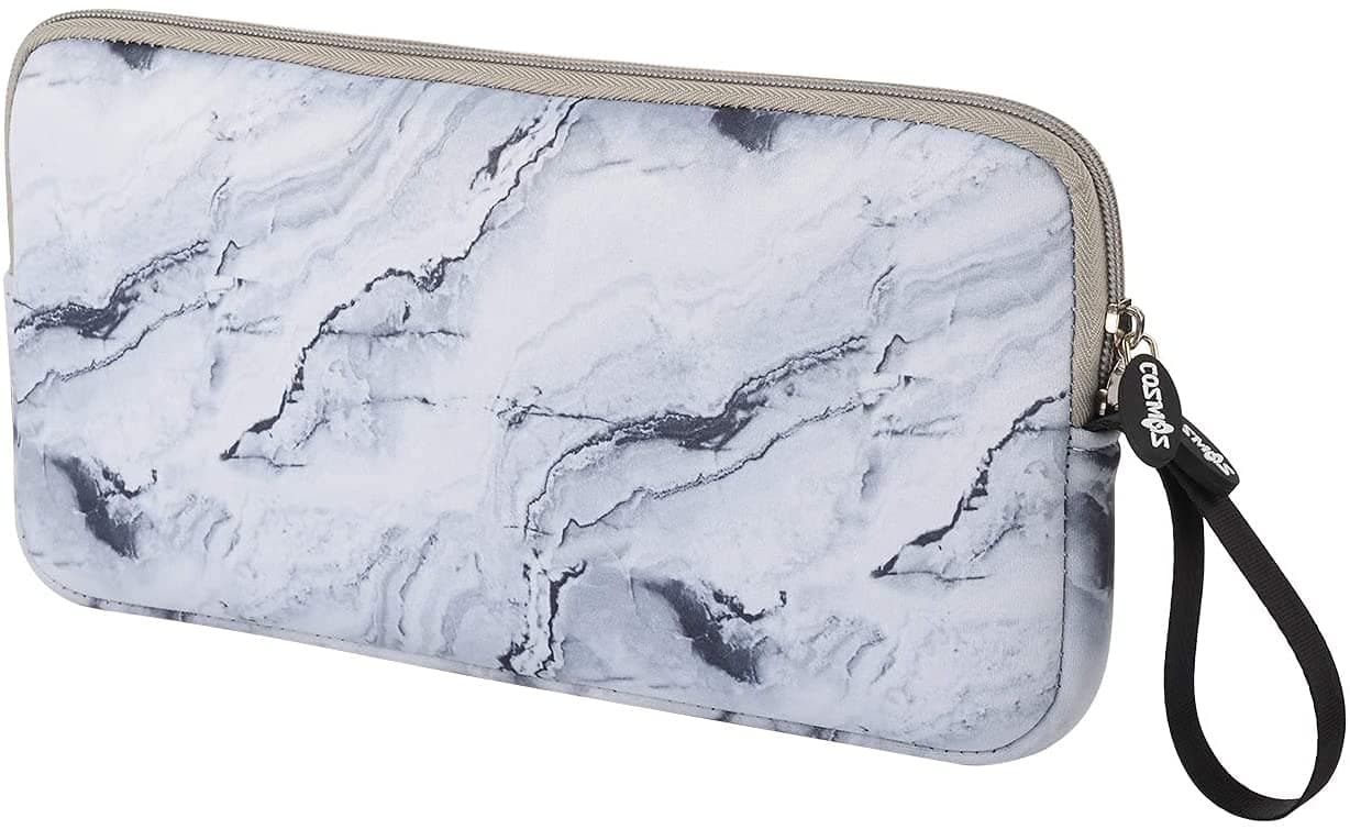 CM Neoprene Carrying Case Bag Protection Pouch Compatible with Magic Keyboard, Wireless Keyboard, Magic Mouse and Wireless Trackpad (White Marble Pattern)
