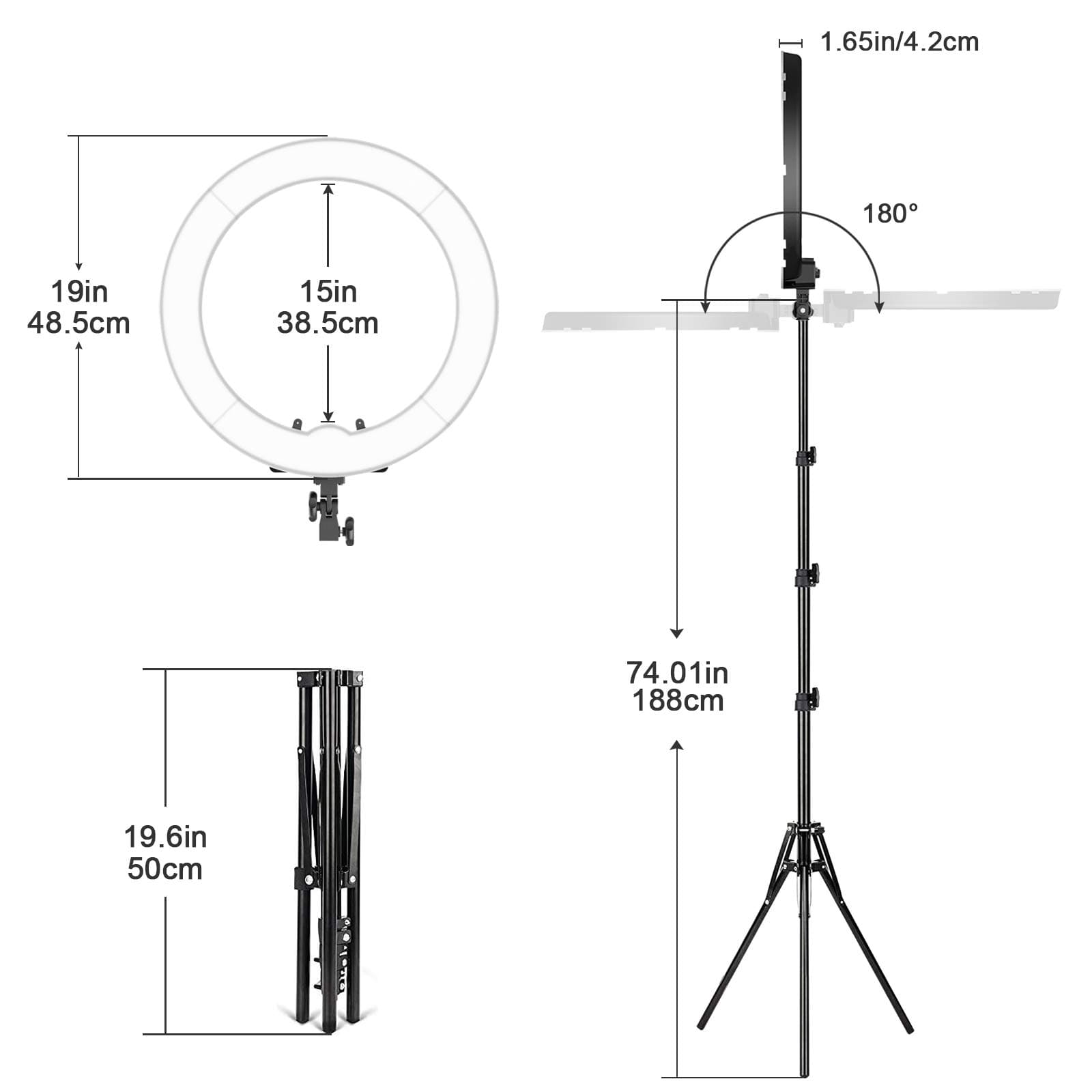 Digital Juice RingBurst 252 - Affordable LED Ring Light: 19 Inch, 55W, 5600K Color Temperature, Dimmable Photo Studio Lighting Kit for Makeup, Tutorials, YouTube, Vimeo, Vine Video Shooting