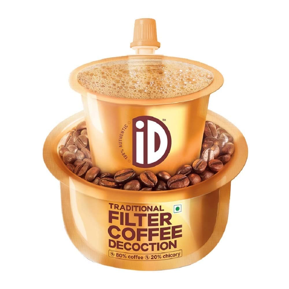iD Filter Coffee Decoction – Brew Coffee – 80% Coffee Blended with 20% Chicory – One Serving per Sachet – 150ml X 4 Pouch - Total 4 Pouches