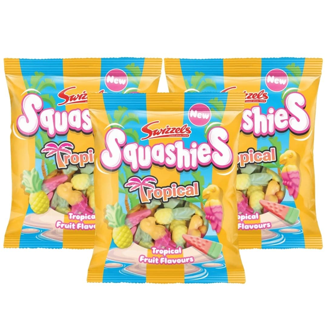 Squashie DrumStick Candies Variety Multipack - 3 Pack BUNDLE - IMPORTED FROM THE UK (NEW TROPICAL (3PACK))