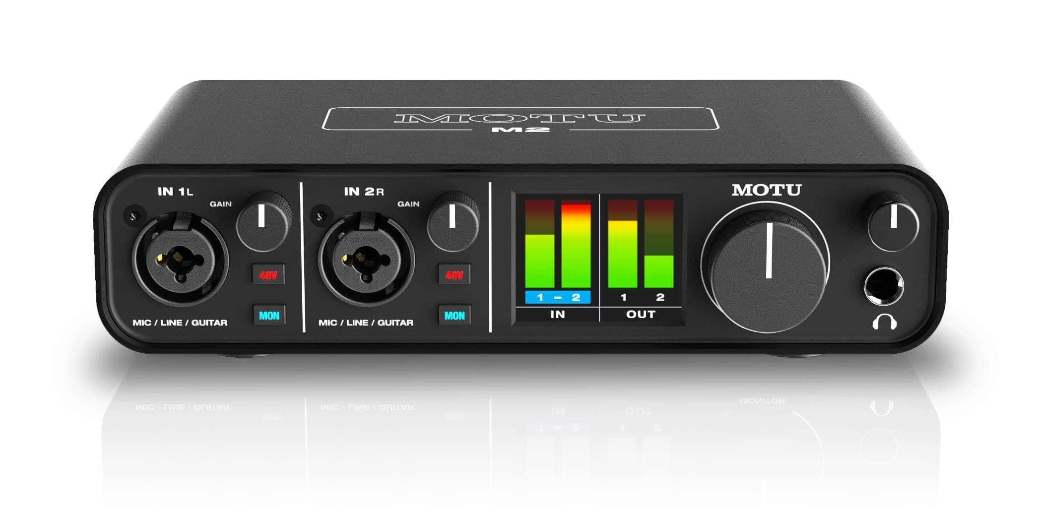 MOTU M2 2x2 USB-C Audio Interface 2-in/2-out USB-C Audio Interface with 2 Microphone Preamps, LCD Screen, Hardware Monitoring, Loopback, and 6+GB of Free Content - Mac/PC/iOS