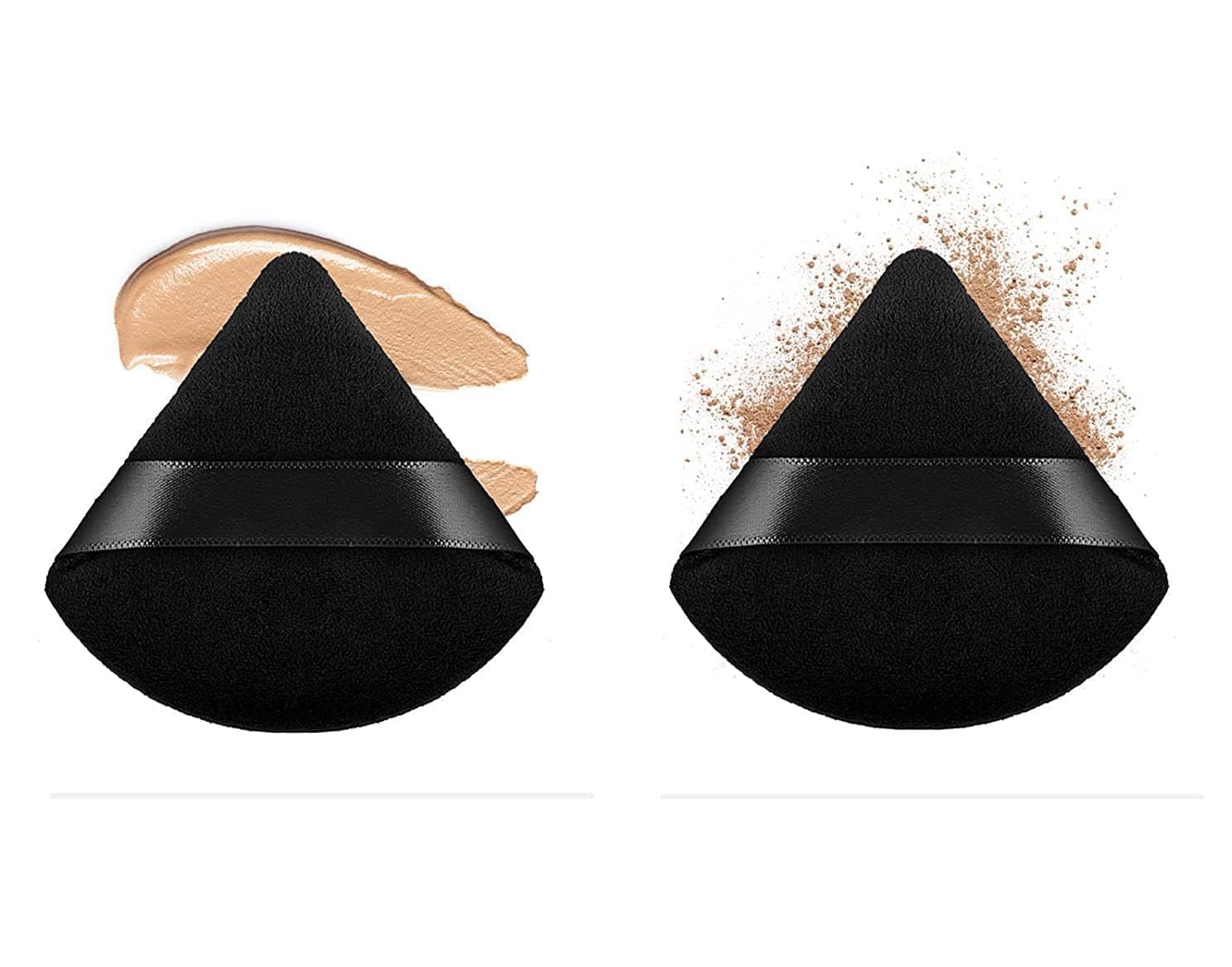 2 Pcs Makeup Puff Triangle Powder Puff Soft Powder Sponge Foundation Powder Sponge Triangle Sponges with Strap (Multicolour) (TRAINGLE)