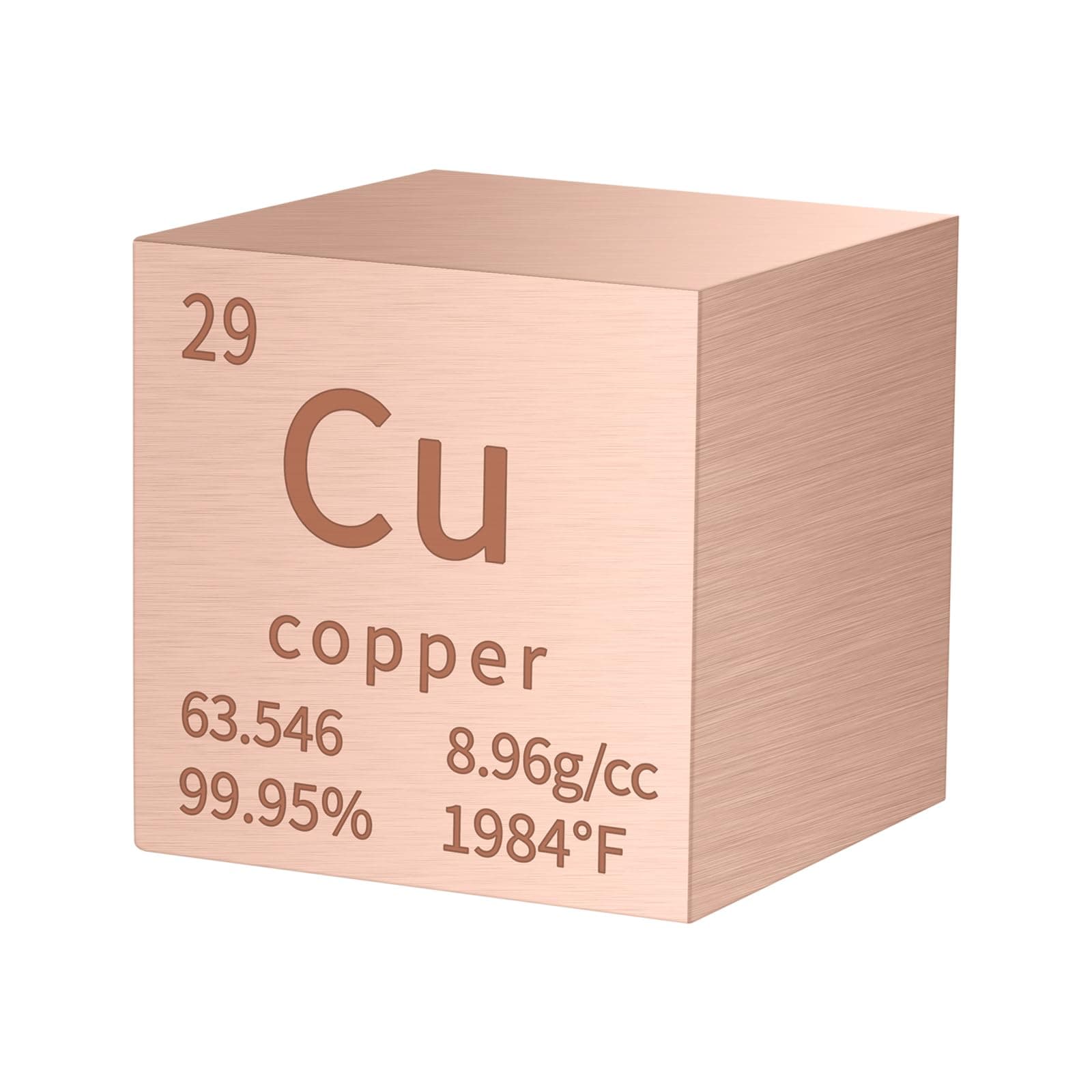 Copper Cube Metal Density Cubes Pure Metal High Density Element Cube for Element Collections Lab Experiment Periodic Table Collection DIY Teacher Science Creative Gift(Copper,1 Inch)
