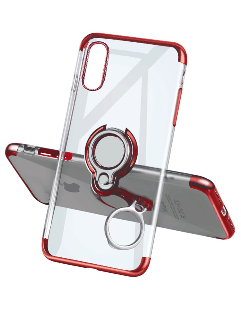 iPhone Xs Case iPhone X Case Clear Slim Fit Ultra Thin Cover with Grip Ring Holder Stand (360° Rotatable) and Magnetic Back for Car Mount, Protective Phone Case for iPhone Xs - Red