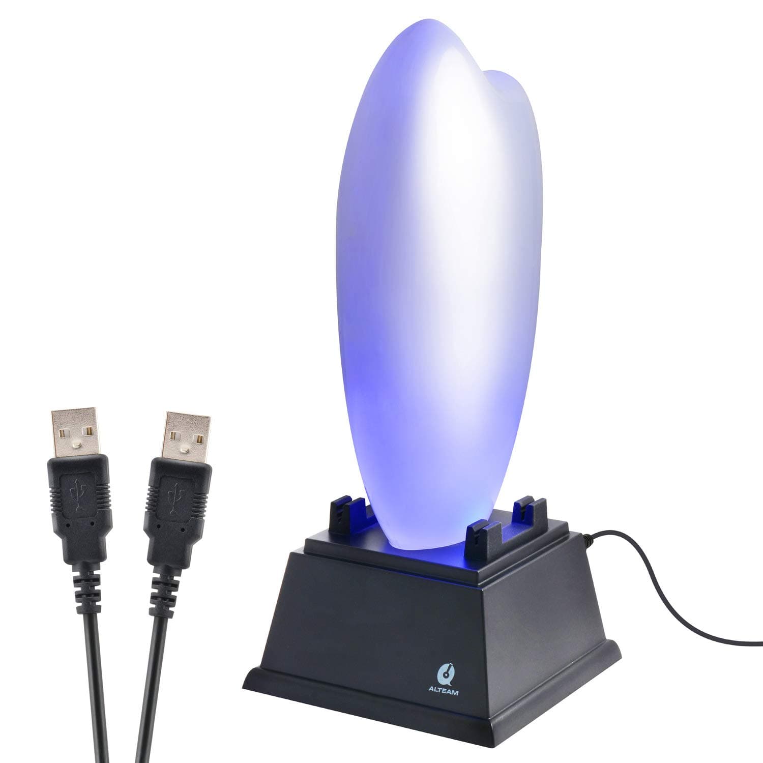 ALTEAM RGB Headphone Display Stand with 4 USB Hubs for Mobile Charging, LED Gaming Headset Holder Rack Hanger and Illumination Decoration at Internet Café/Office/Home/Multimedia, PC Material - White