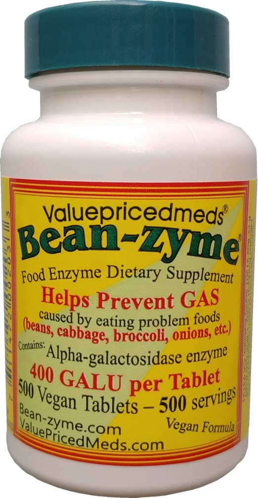 500 Count Bean-Zyme is 400 Galu per Tablet