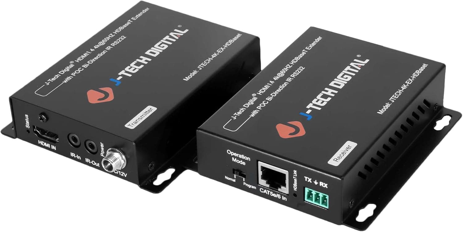 4K HDBaseT HDMI Extender Over Cat5e/6 Ethernet up to 230ft (1080P) 130ft (4K), Supports HDCP 2.2/1.4, RS232, Bi-Directional IR and PoC