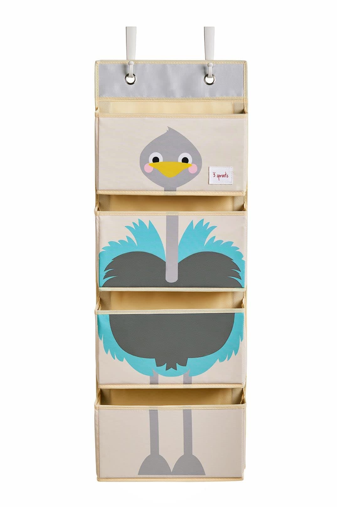 3 Sprouts Hanging Wall Organizer- Storage for Nursery and Changing Tables, OSTRICH