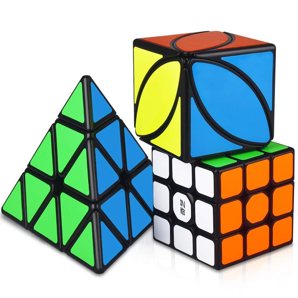 Speed Cube Set, Cube Bundle 3x3x3 Pyramid Ivy Cubes Magic Cube Collection Puzzle Cube Toy for Kids (3 Pack)