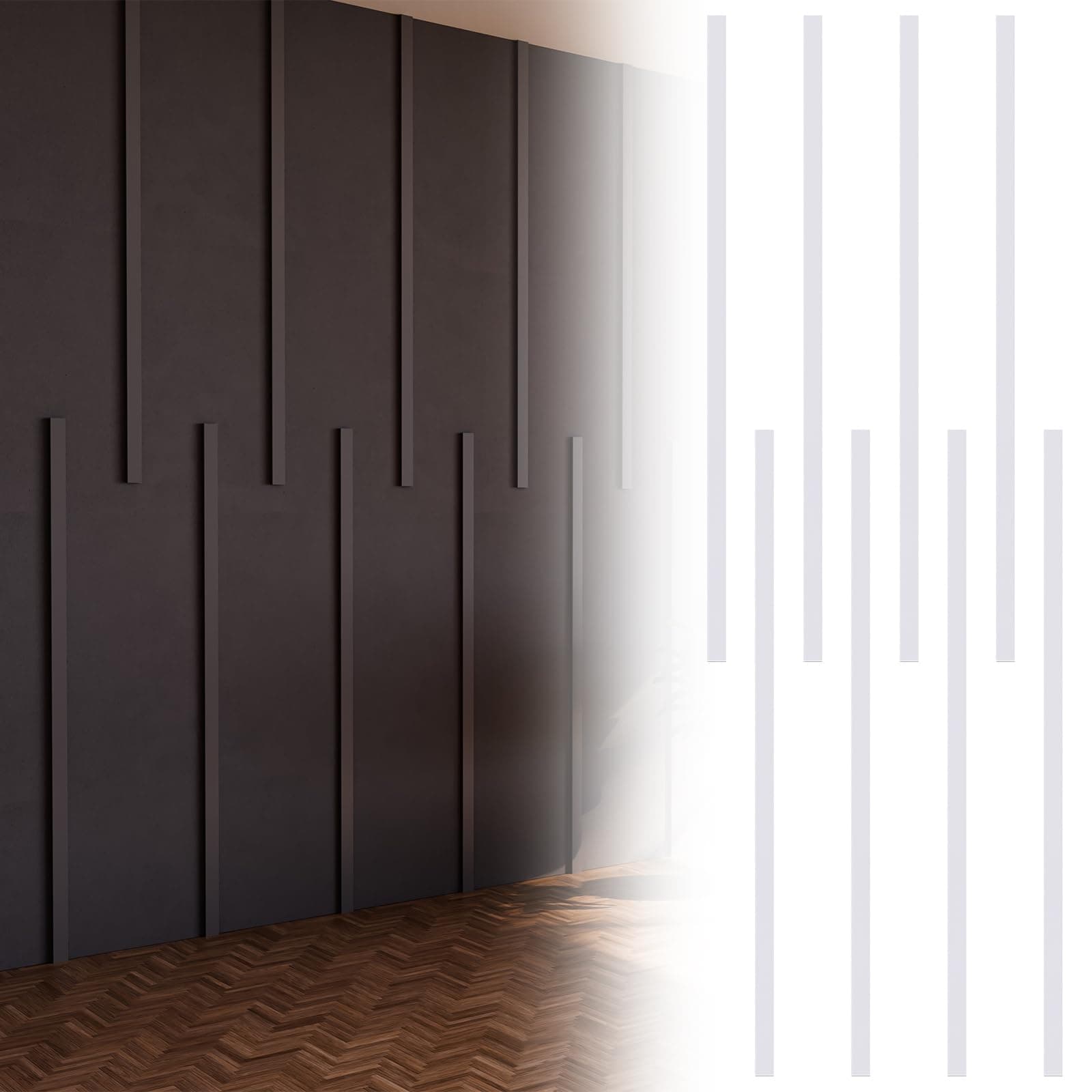 Peel and Stick Wall Molding Kit Flat Wall Molding Kit for Living Area Decor Premade Wainscoting Panels Accent Panel for Home, Office, Hallway, Dining Room(Simple Style)